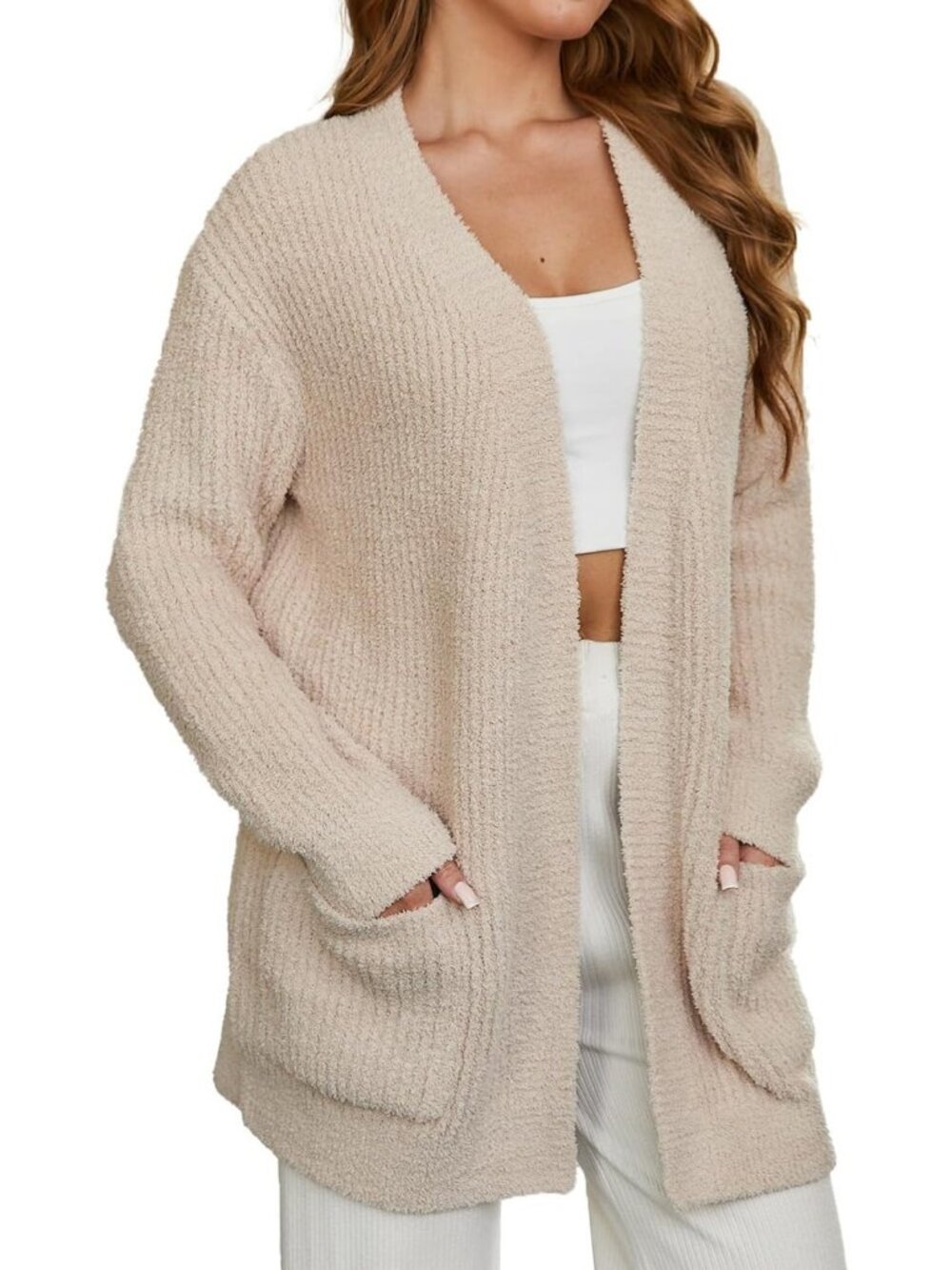 Trendy Open Front Cardigan Sweater for Women | Long Sleeve, Pocket, Casual
